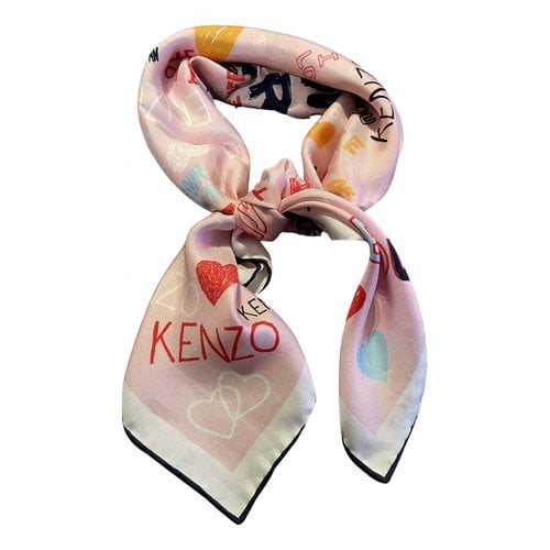 Pre-owned Kenzo Silk Handkerchief In Pink