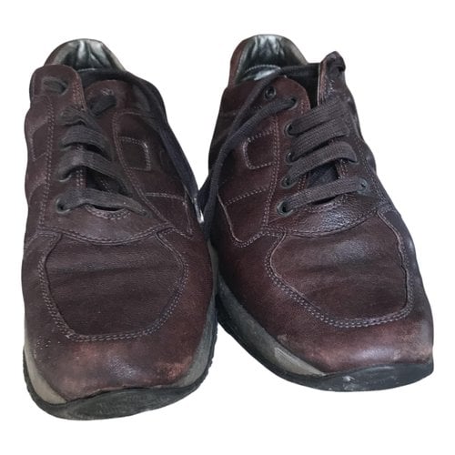 Pre-owned Hogan Leather Trainers In Burgundy