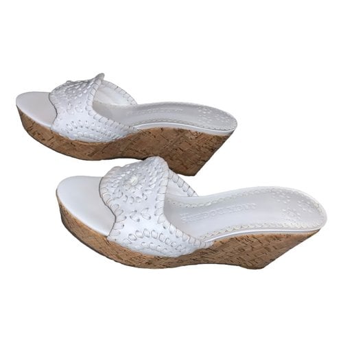 Pre-owned Jack Rogers Leather Mules In White