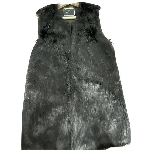 Pre-owned Juicy Couture Faux Fur Cardi Coat In Black