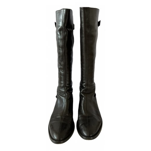 Pre-owned Sergio Rossi Leather Biker Boots In Brown