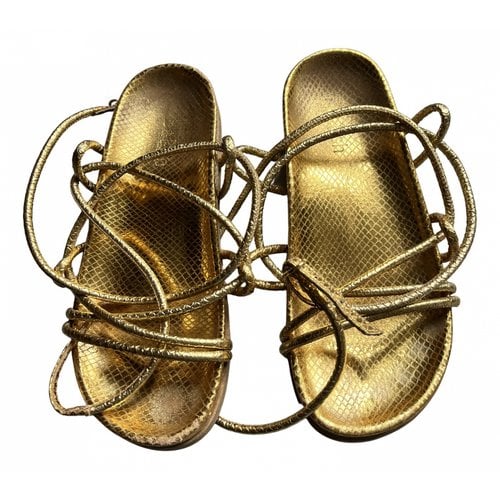 Pre-owned Ba&sh Leather Sandals In Gold