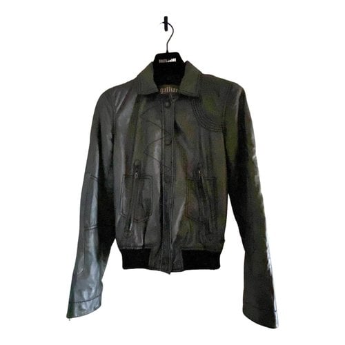 Pre-owned John Galliano Leather Biker Jacket In Metallic