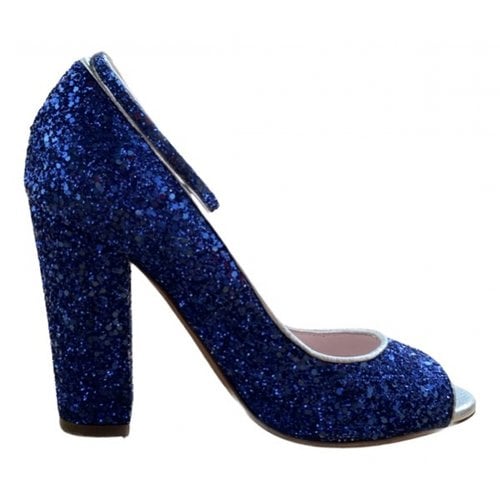 Pre-owned Giamba Glitter Heels In Blue