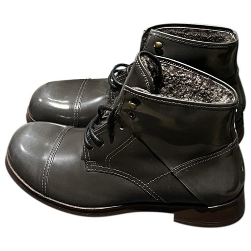 Pre-owned Dolce & Gabbana Leather Boots In Grey