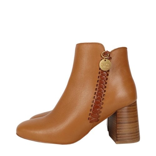 Pre-owned See By Chloé Leather Ankle Boots In Brown