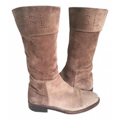 Pre-owned Saint Laurent Western Boots In Camel