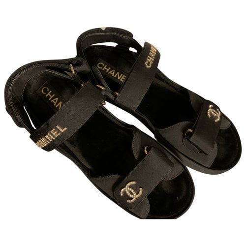 Pre-owned Chanel Dad Sandals Sandal In Black
