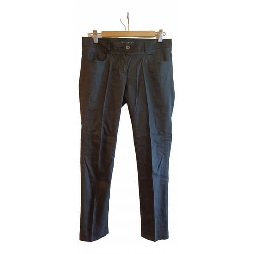 Pre-owned Theory Linen Trousers In Black