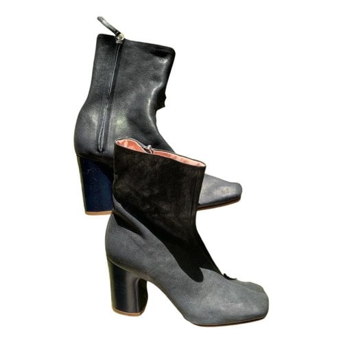Pre-owned Acne Studios Leather Ankle Boots In Navy