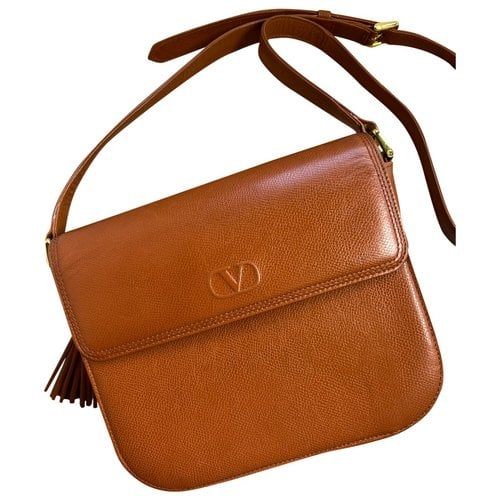 Pre-owned Valentino Garavani Leather Crossbody Bag In Orange