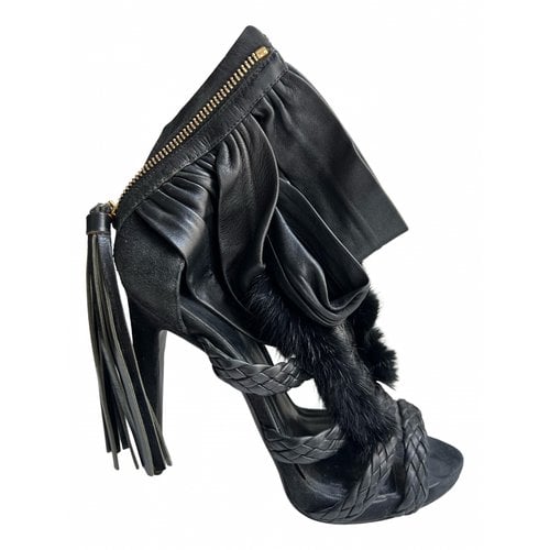 Pre-owned Emilio Pucci Leather Sandal In Black