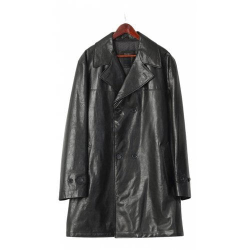 Pre-owned Corneliani Leather Coat In Black