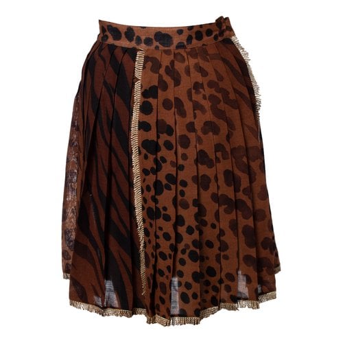 Pre-owned Versace Wool Mid-length Skirt In Brown