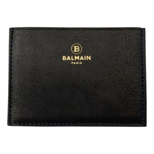 Pre-owned Balmain Leather Card Wallet In Black