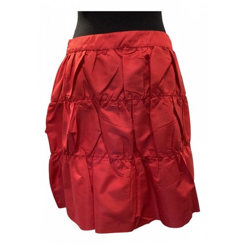 Pre-owned Prada Silk Mini Skirt In Red