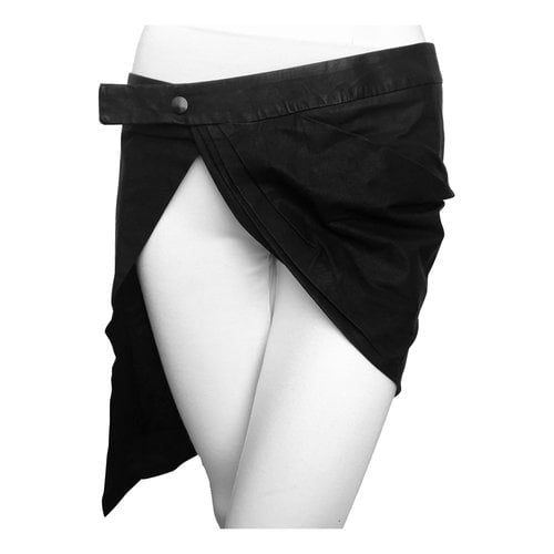 Pre-owned Rick Owens Leather Mini Skirt In Black