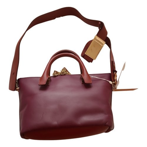 Pre-owned Chloé Baylee Leather Handbag In Burgundy