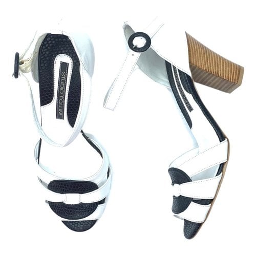 Pre-owned Pollini Leather Sandals In White