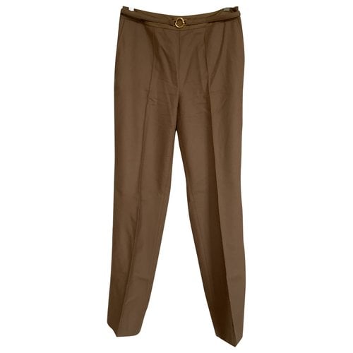 Pre-owned Moncler Wool Trousers In Beige