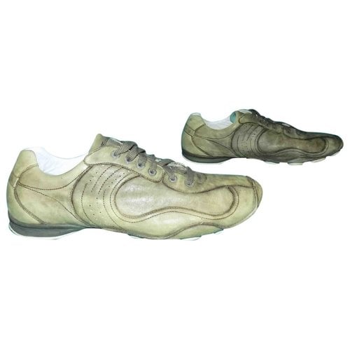 Pre-owned Kenzo Leather Low Trainers In Grey
