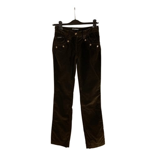 Pre-owned Dolce & Gabbana Velvet Straight Pants In Brown