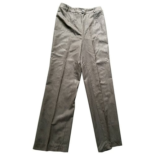 Pre-owned Dior Wool Straight Pants In Brown