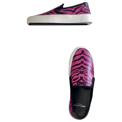 Pre-owned Saint Laurent Leather Trainers In Pink