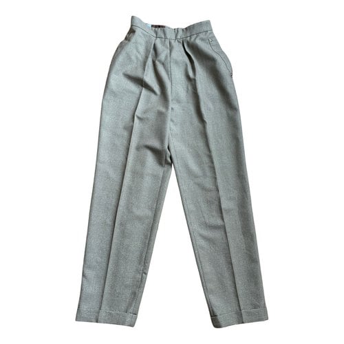 Pre-owned Mugler Wool Trousers In Grey