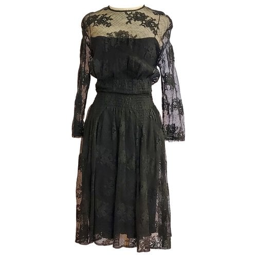 Pre-owned Prada Lace Mid-length Dress In Black