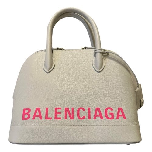 Pre-owned Balenciaga Ville Top Handle Leather Handbag In White