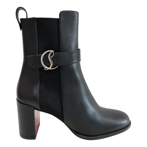 Pre-owned Christian Louboutin Leather Ankle Boots In Black