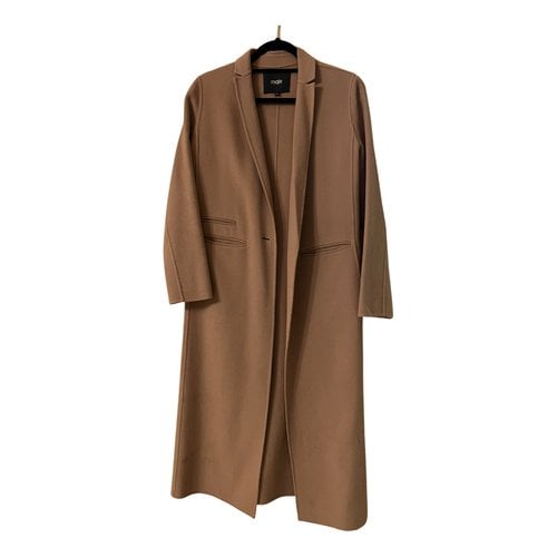 Pre-owned Maje Wool Coat In Camel