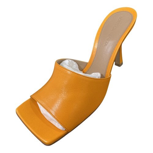Pre-owned Bottega Veneta Stretch Leather Sandal In Orange