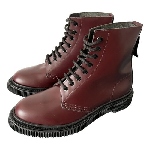 Pre-owned Adieu Leather Ankle Boots In Burgundy