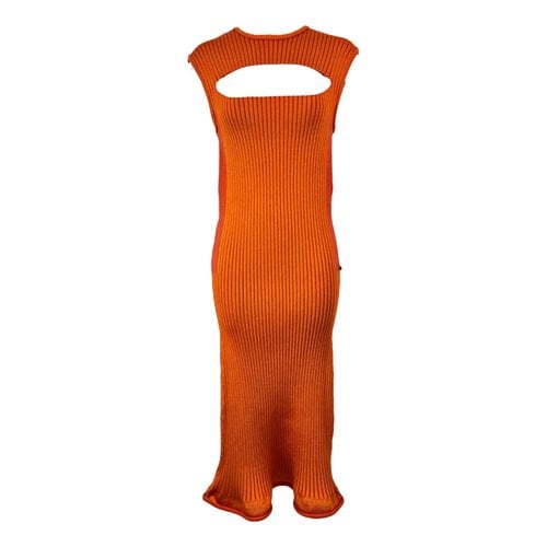 Pre-owned Louis Vuitton Wool Maxi Dress In Orange