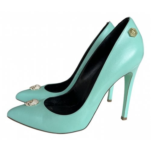 Pre-owned Philipp Plein Leather Heels In Turquoise