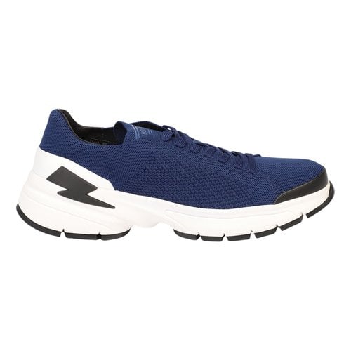 Pre-owned Neil Barrett Leather Low Trainers In Navy