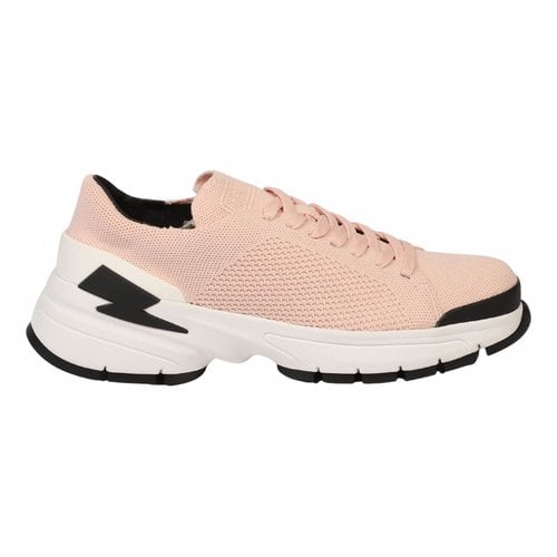 Pre-owned Neil Barrett Leather Low Trainers In Pink