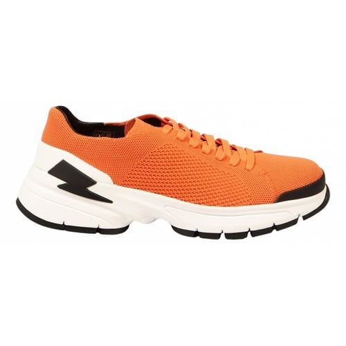 Pre-owned Neil Barrett Leather Low Trainers In Orange