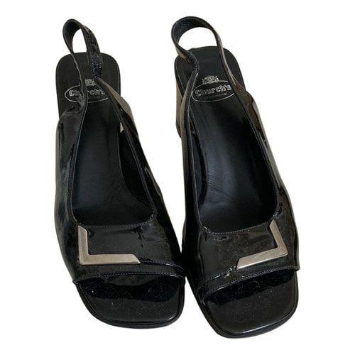 Pre-owned Church's Patent Leather Sandal In Black