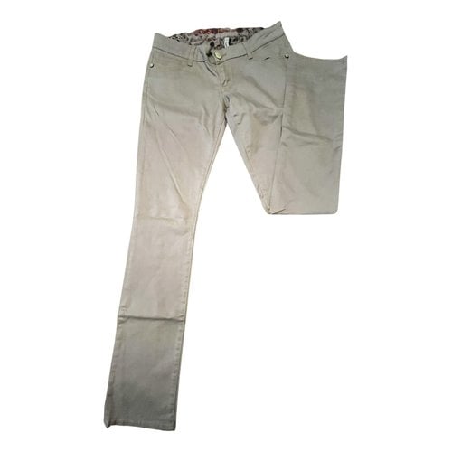 Pre-owned Guess Straight Pants In Beige