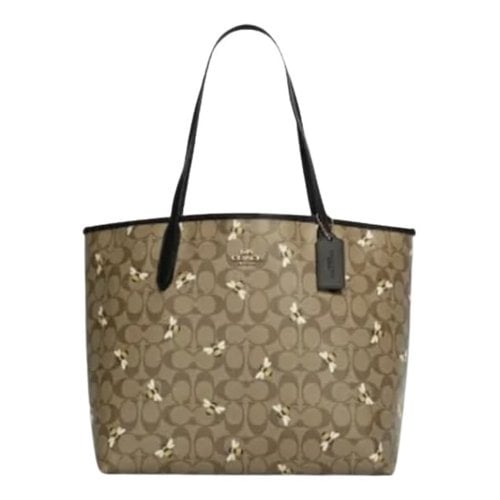 Pre-owned Coach Leather Tote In Gold