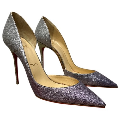 Pre-owned Christian Louboutin Iriza Glitter Heels In Metallic
