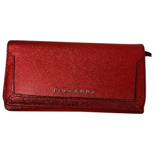 Pre-owned Burberry Leather Wallet In Red