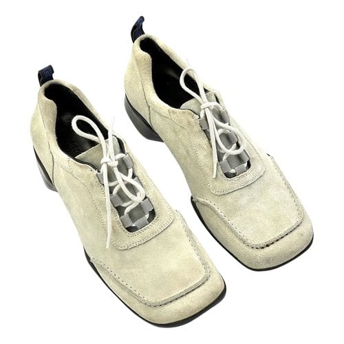 Pre-owned Versace Lace Ups In Beige