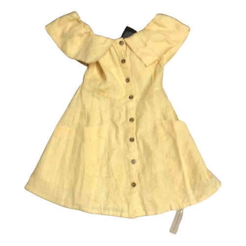 Pre-owned Reformation Linen Mini Dress In Yellow