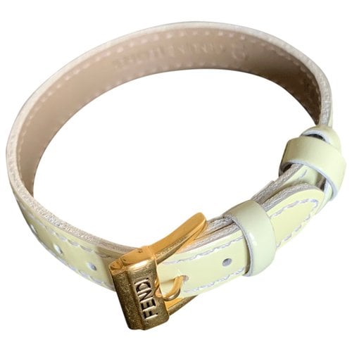Pre-owned Fendi Patent Leather Bracelet In Ecru