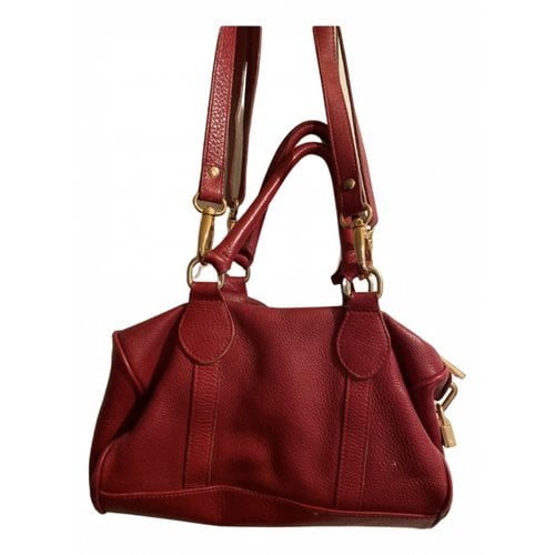 Pre-owned Sandro Leather Handbag In Burgundy