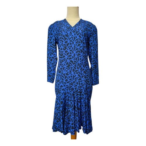 Pre-owned Dior Silk Mid-length Dress In Blue